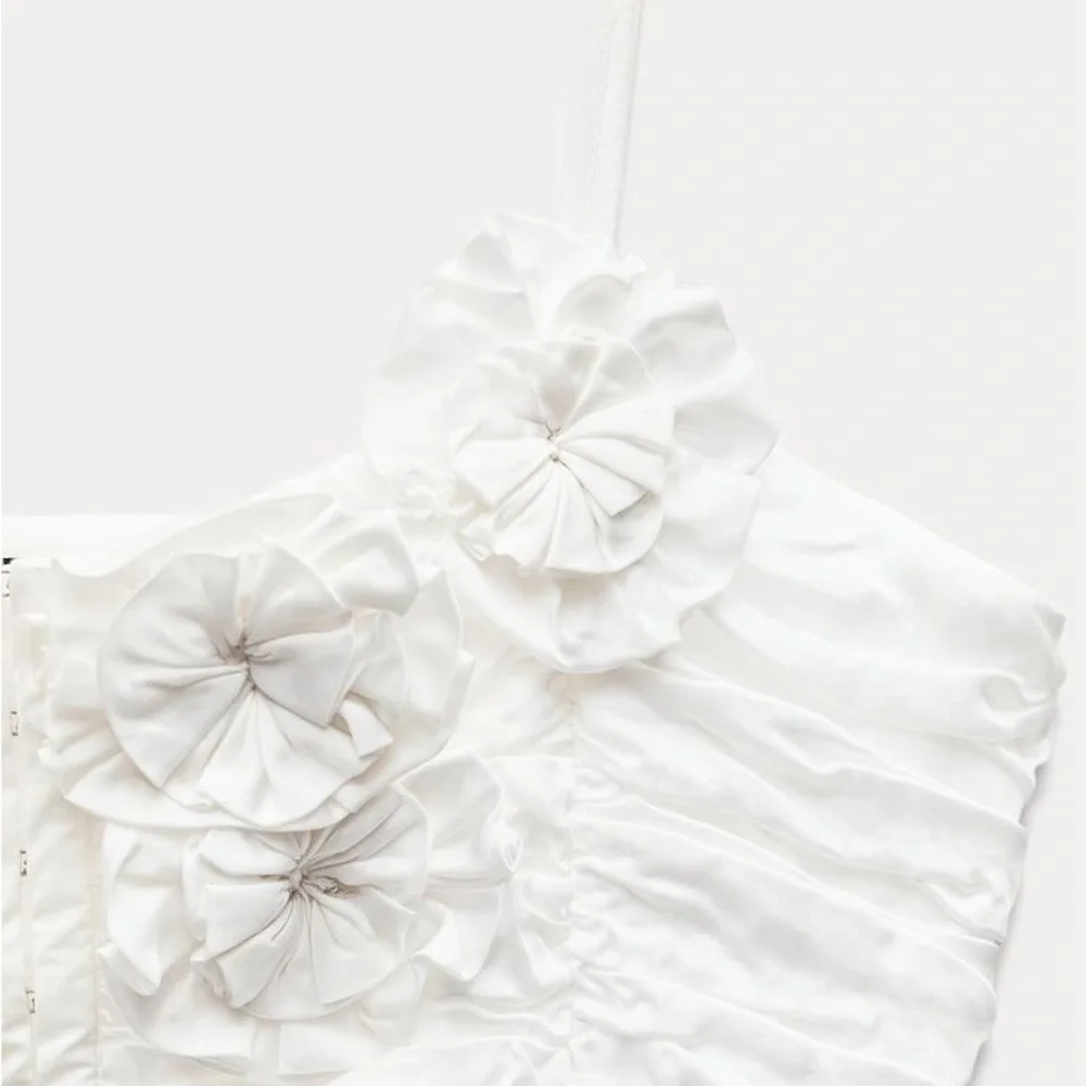 Zara NWOT White Corset Top Women’s Size S - Picture 6 of 6